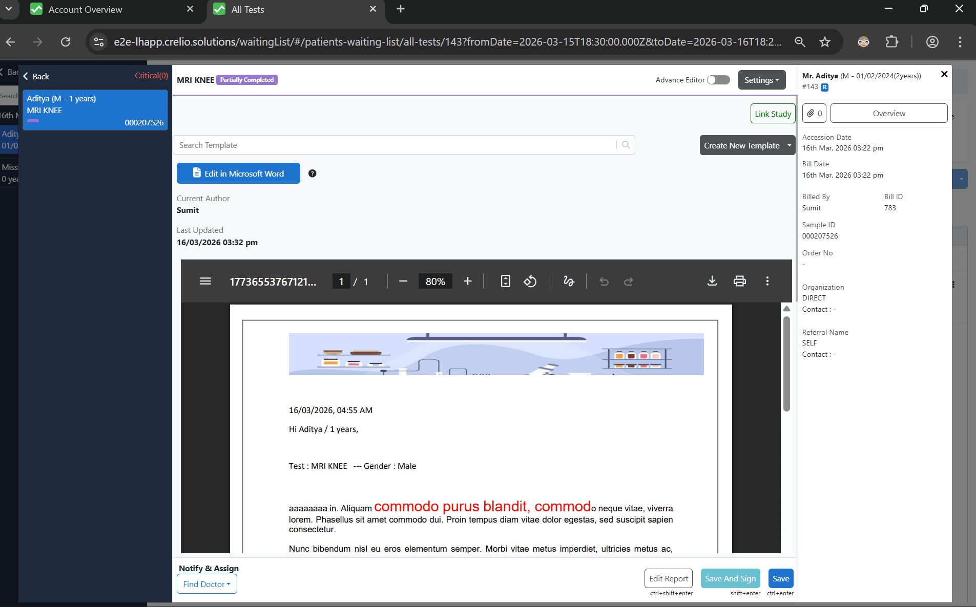 Partially Completed Preview