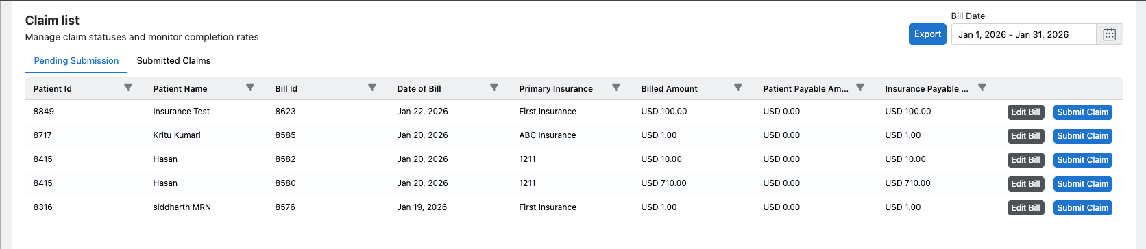 Pending Claims