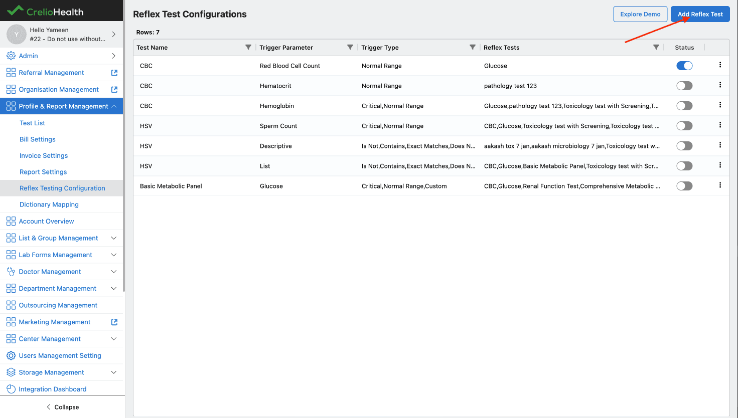 Reflex Management List