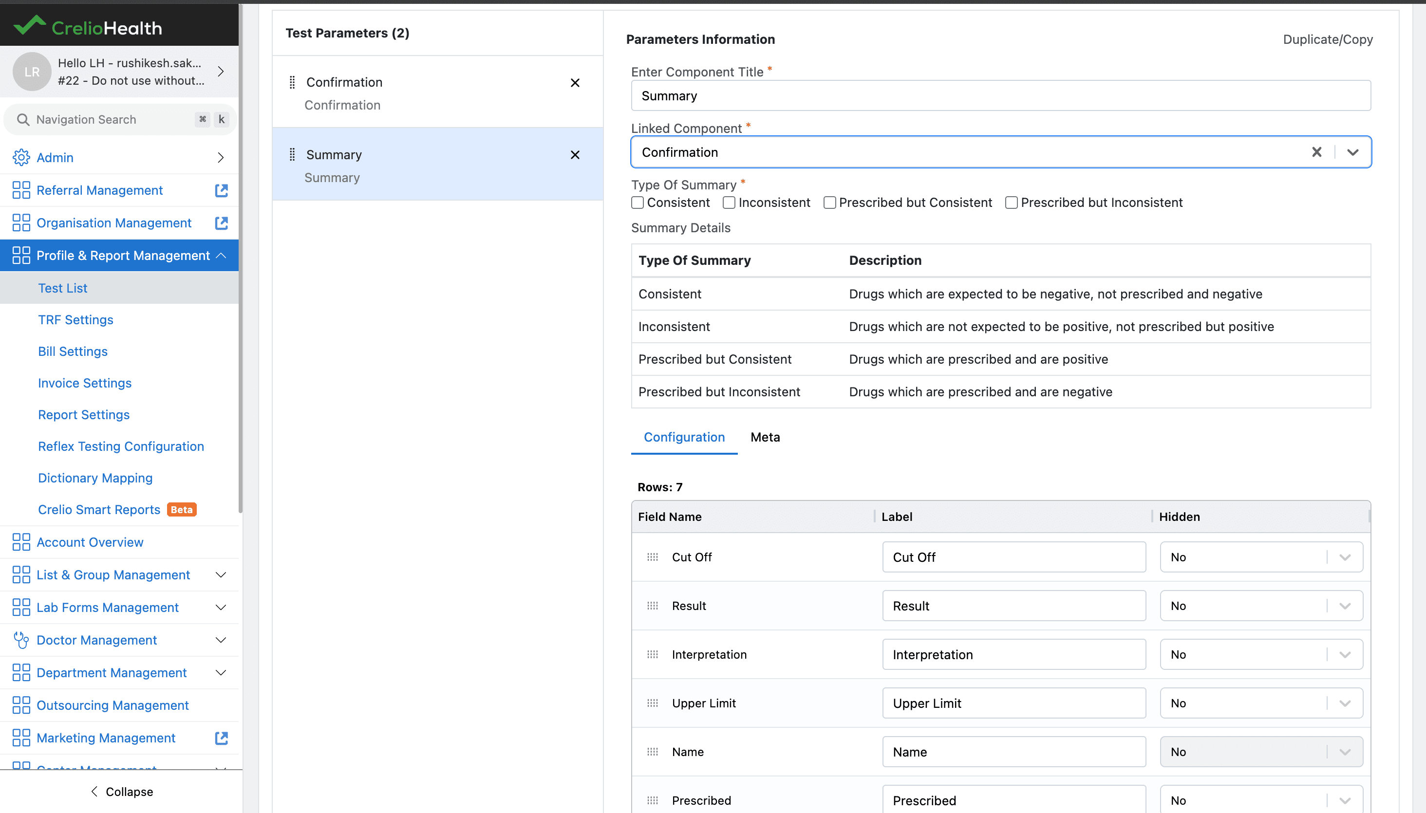 Summary component linked to Confirmation with summary type options and configuration fields