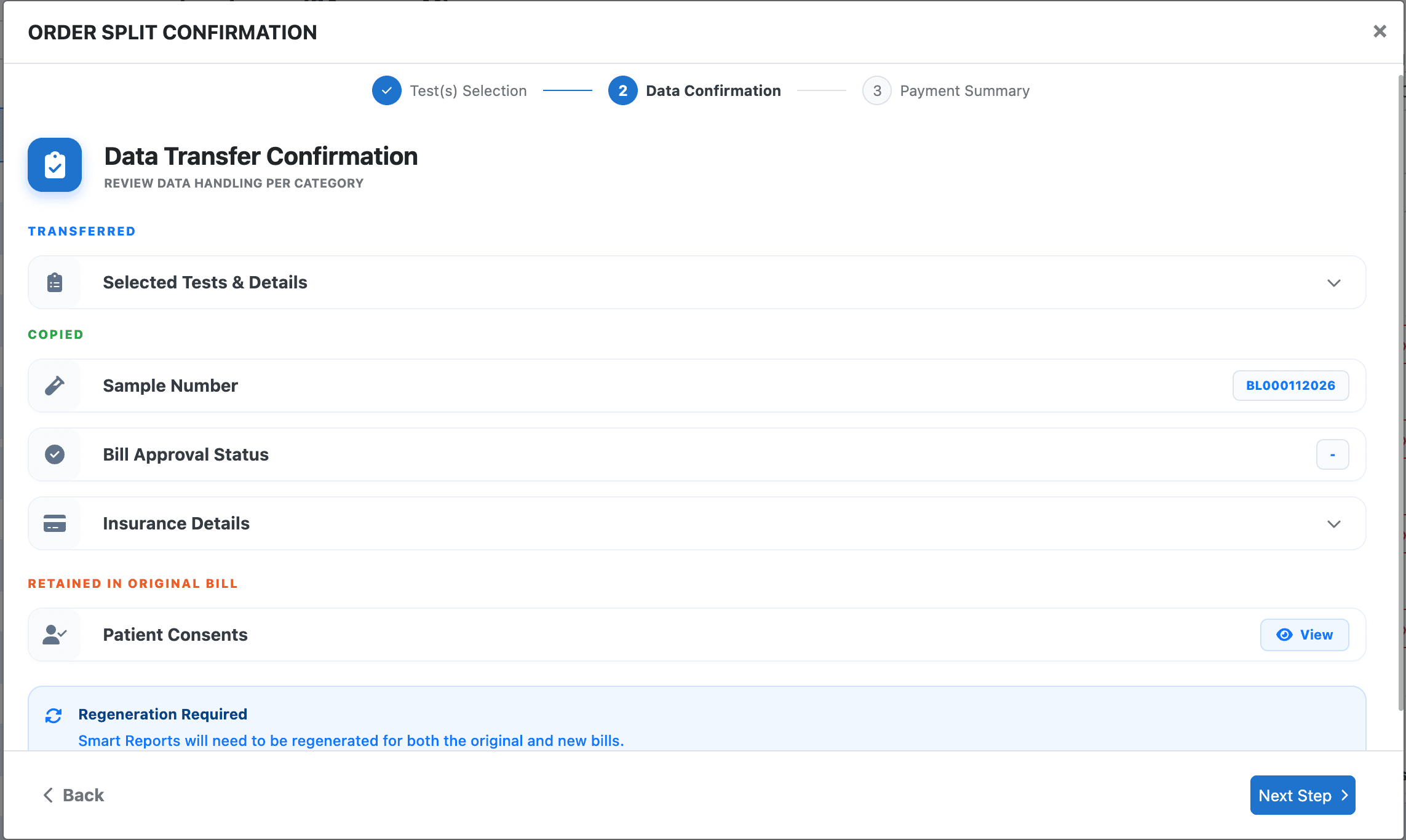 Step 2 — Data Confirmation