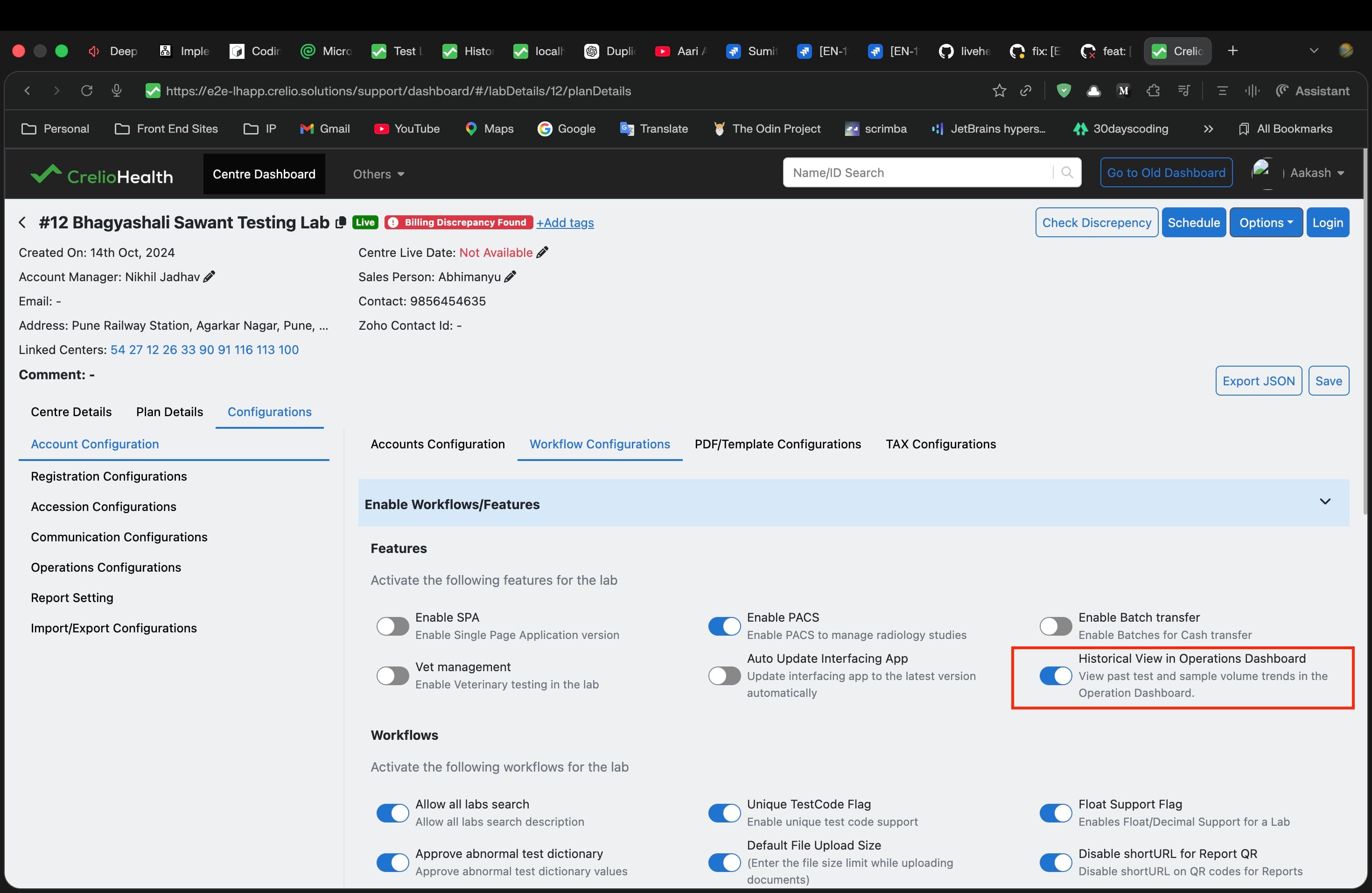 Support Dashboard — enabling Historical View in Operations Dashboard
